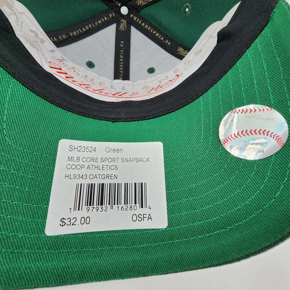 Mitchell & Ness Oakland Athletics Hat Mens OSFA Green Elephant Logo Snapback NEW